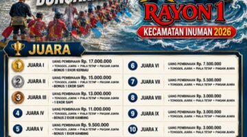 46 Jalur Siap Tempur Pacu Jalur Rayon 1 Kecamatan Inuman Hadiah Kerbau dan Sapi Menanti