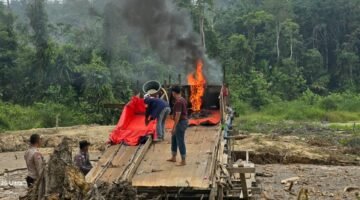 Polsek Kuantan Mudik Tertibkan Dua Rakit PETI di Sekitar Venue Dayung Kebun Nopi